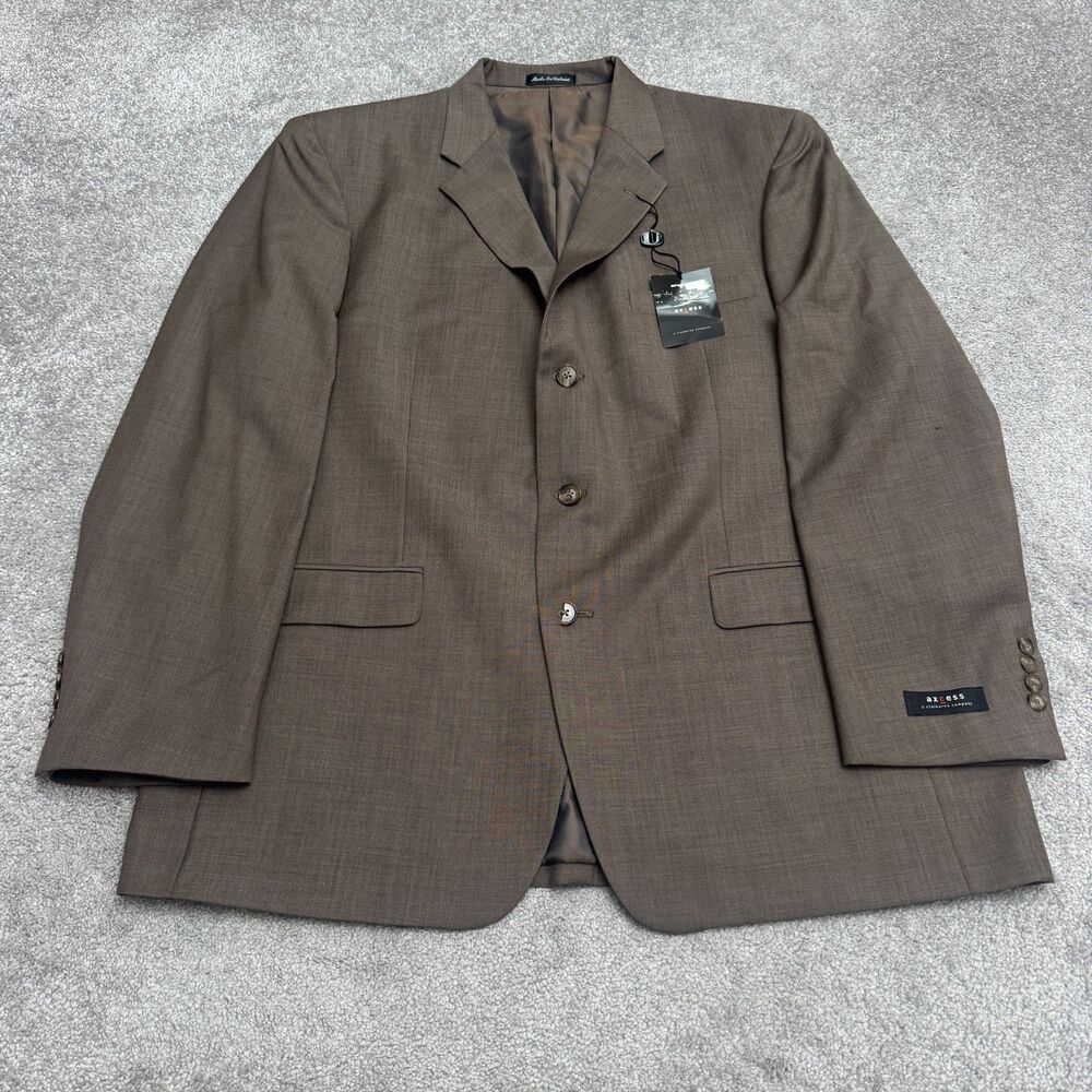 Axcess A Claiborne Company Wool Suit Blazer Jacket Men 48R Brown Tan Regular NWD